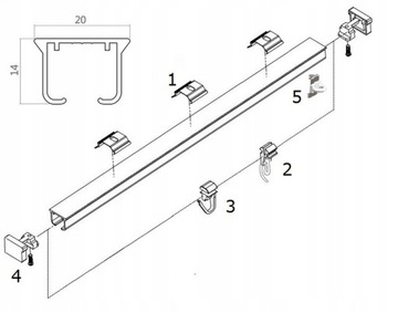 Потолочный рельс MS - ЧЕРНЫЙ - одинарный 120см
