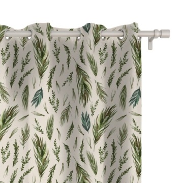Zasłona WINTER wzór BN47 | Sosnowe gałęzie beż