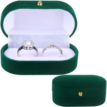 Pudełko na Obrączki Na Ślub Pudełeczko Na Biżuterię Eleganckie Zielone