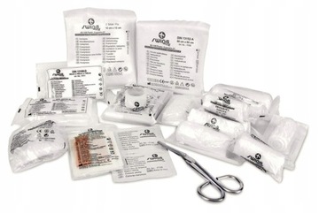 Комплект: Аптечка первой помощи DIN 13164, треугольник, жилет, маска, огнетушитель с креплением.