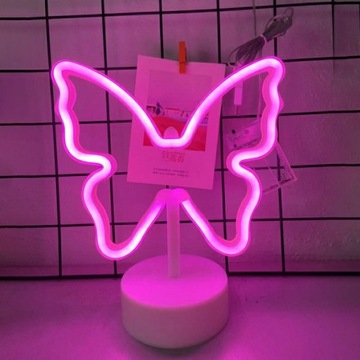 NEON LED DEKORACYJNY MOTYL OZDOBA multikolor USB/Baterie