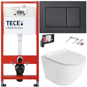 TECE ZESTAW PODTYNKOWY WC MISKA RIMLESS PRZYCISK CZARNY MAT FRESH 7W1