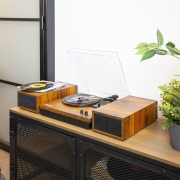 СТИЛЬНЫЙ проигрыватель STEREO BT RCA с динамиками + винил