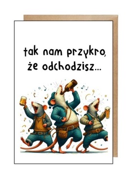 Kartka pocztówka emerytura emeryt emerytka odejście z pracy pożegnanie