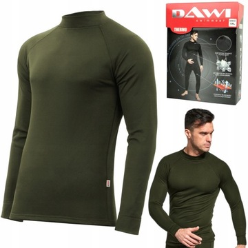 KOSZULKA TERMOAKTYWNA MĘSKA DŁUGI RĘKAW OCIEPLANA PODKOSZULEK KHAKI r. XL