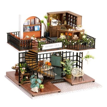 Miniaturowy domek DIY Momo Tea Bar Kawa Herbata Spotkanie