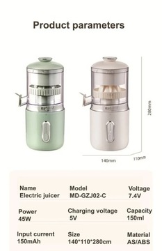New Electric Juicer USB Rechargeable Mini Multifunctional Fruit Squeezer