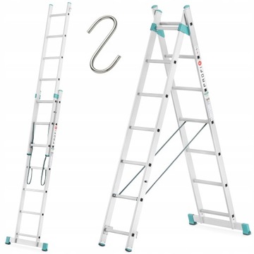 Drabina aluminiowa rozstawna 2x7 HIGHER na schody