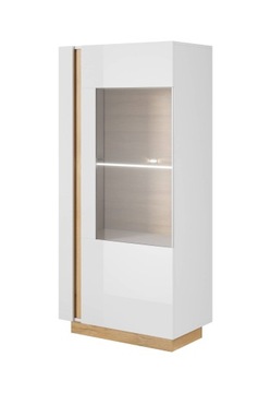 Witryna niska 72 cm ADRIA biały / dąb grandson