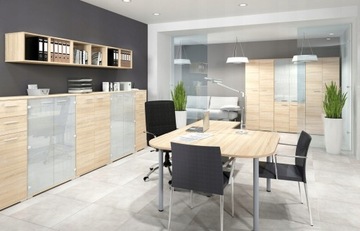 Запираемый офисный шкаф для документов с полками, дуб сонома OPTIMAL 10