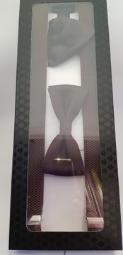 НАБОР КОРИЧНЕВЫХ ПОДСТАВОК С ГАЛСТКОМ-БАБОЧКОЙ И КАРМАНОМ