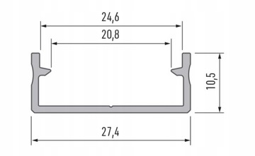 ДВОЙНОЙ СВЕТОДИОДНЫЙ ПРОФИЛЬ ШИРИНОЙ 3 м ДЛЯ 2 БЕЛЫХ СВЕТОДИОДНЫХ ЛЕНТ ДЛИНОЙ 3 М С Рассеивателем из ПММА