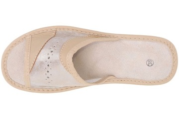 Pantofle damskie ze skóry naturalnej kapcie miękkie pianka EVA laczki PL 39