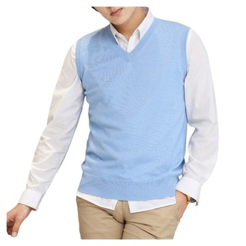 Мужской свитер без рукавов, повседневный свободный жилет, однотонный мягкий жилет