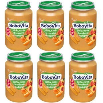 BoboVita Jabłk morele i brzosk z biszkoptem 6x190g