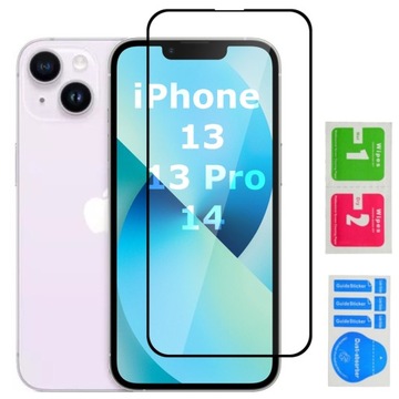 SZKŁO HARTOWANE 9H do iPhone 13 / 13 Pro / 14 SZYBKA 5D na CAŁY EKRAN