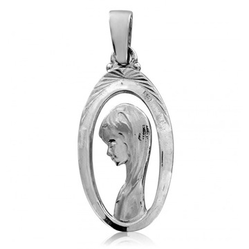 SREBRNY MEDALIK Z MATKĄ BOSKĄ PRÓBA 925 NA CHRZEST