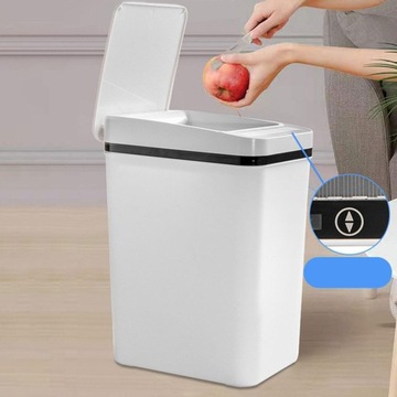 Умная мусорная корзина для ванной комнаты, 15 л, бесконтактная мусорная корзина для кухни, ванной комнаты, белого цвета