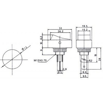 ПЕРЕКЛЮЧАТЕЛЬ 12 В постоянного тока 20 А СВЕТОДИОД ЖЕЛТЫЙ 3 КОНТАКТА 2 ПОЗ.