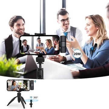 НАБОР 2х БЕСПРОВОДНЫХ МИКРОФОНОВ USB C НА ЗАЖИМЕ USBC 2 МИКРОФОНА