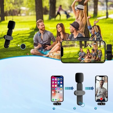 ПЕТЛИЧНЫЙ БЕСПРОВОДНОЙ МИКРОФОН МИНИ-МИКРОФОН ДЛЯ СМАРТФОНА, ЧЕРНЫЙ