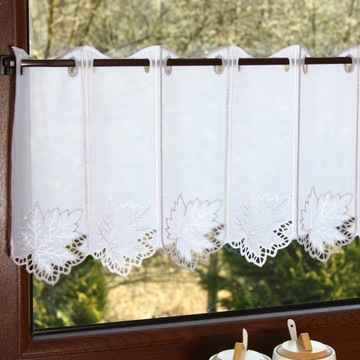 Штора-вуаль для кухни Заздростка Белая Бежевая Вышивка высота 60 см