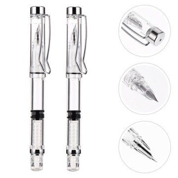 2 шт. ручка для студентов, ручки для фонтана, многоразовые чернила для письма, металлические