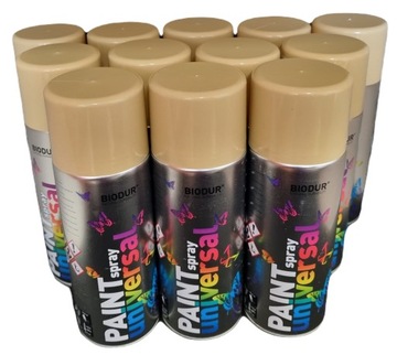 Spray farba BEŻOWY połysk RAL 1001 400 ml zestaw 12 sztuk