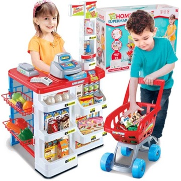 Supermarket sklep dla dzieci kasa koszyk wózek