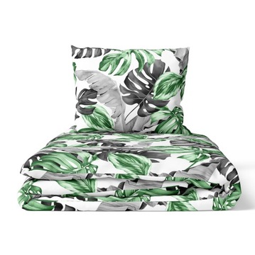 POŚCIEL Z KORY 200x220cm PREMIUM 100% BAWEŁNA KORA Liście 3D zielone