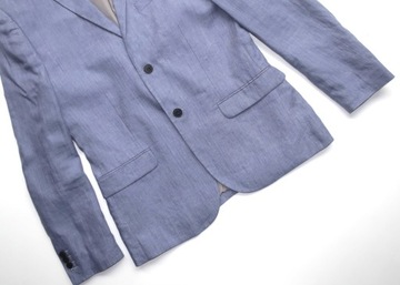 H&M 50 СИНИЙ ПОВСЕДНЕВНЫЙ ПИДЖАК КЛАССИЧЕСКОГО КРОЯ СПОРТИВНОГО ЛЬНА