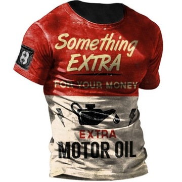 KOSZULKA MĘSKA T-SHIRT 3D VINTAGE MOTOR OIL M