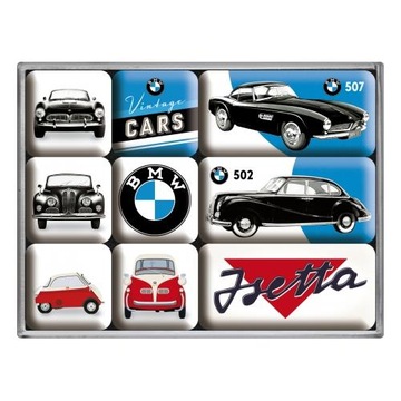 Magnesy na lodówkę (9szt) BMW Vintage Cars