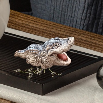Фигурка крокодила, чайная статуя домашнего животного, орнамент в виде крокодила, 7,5 см x 3,5 см x 3,5 см