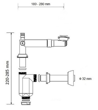 ПОЛУСИФОН LOCO СИФОН ДЛЯ УМЫВАЛЬНИКОВ ЭКОНОМИЧНАЯ НАСТЕННАЯ УСТАНОВКА