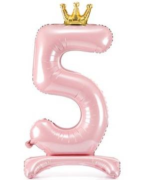 BALON FOLIOWY STOJĄCY CYFRA 5 RÓŻOWA-84CM-5716