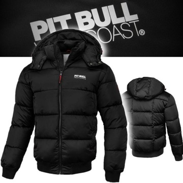 PITBULL WEST COAST MĘSKA KURTKA ZIMOWA PIKOWANA Z KAPTUREM WALPEN CZARNA M
