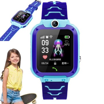 INTELIGENTNY ZEGAREK DLA DZIECI SMARTWATCH LBS IP67 TELEFON SOS NIEBIESKI