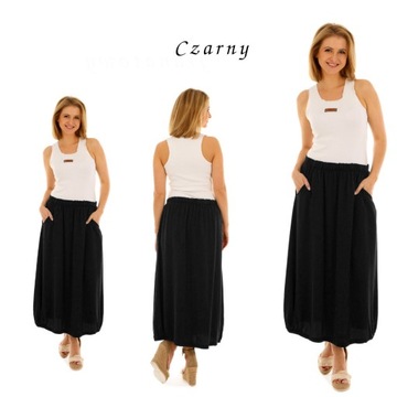 F518 Юбка миди на резинках, карманах.