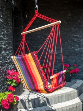 HAMAK KRZESZŁO WISZĄCE BRAZYLIJSKIE FOTEL OGRODOWY TURYSTYCZNY DRĄŻEK MOCNY
