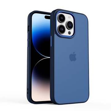 ETUI MATOWE Z RAMKĄ NA APARAT DO IPHONE 15 PRO - BLUE