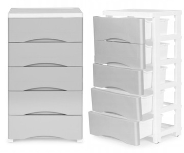 REGAŁ NA ZABAWKI POJEMNIKI SZUFLADY 5 PÓŁEK SZAFKA KÓŁKA