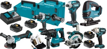 MAKITA ZESTAW COMBO 7szt NARZĘDZI 18V 5X5AH BITY
