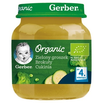 Gerber Organic groszek brokuły cukinia 125g