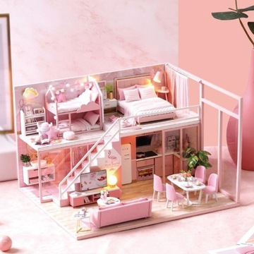 Миниатюрный кукольный домик своими руками Розовый