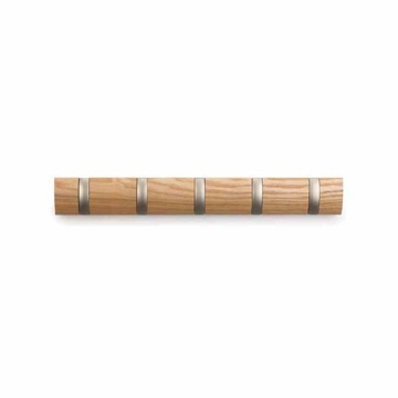 Wieszak drewniany naturalny 51x7x3cm 5 chowanych uchwytów FLIP Umbra