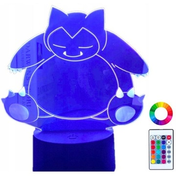 Lampka Nocna Biurkowa dla Dzieci Pokemon Go Snorlax 16 LED 3D + Pilot