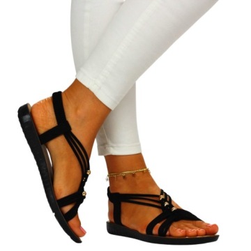 CZARNE SANDAŁY DAMSKIE NISKI SPÓD GUMECZKI NA LATO