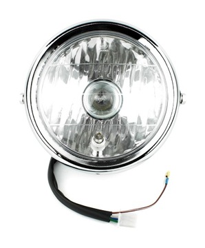 Фара мотоцикла передняя хромированная