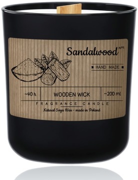 Sandalwood - Sojowa Świeczka Zapachowa - Drewniany Knot - Drzewo Sandałowe